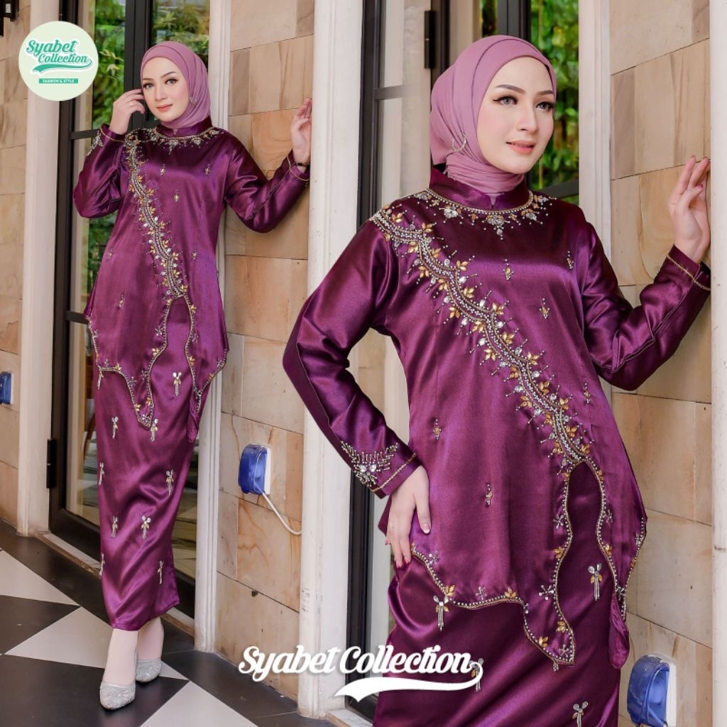 SC>>Set Kurung  Melayu-Setelan Baju Kurung Malaysia-Set Baju Kurung Satin Kawasaki-Set Kurung Melayu