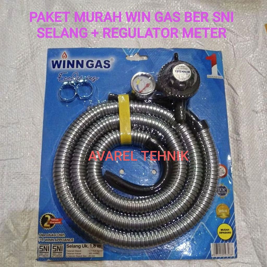 PROMO SELANG GAS PAKET WINNGAS + REGULATOR METER ORIGINAL BER SNI# WIN GAS / SELANG GAS LPG ANTI BOC