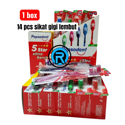 Sikat gigi pepsodent star 14 pcs 1 box 12 + 2 pcs bulu sikat lembut