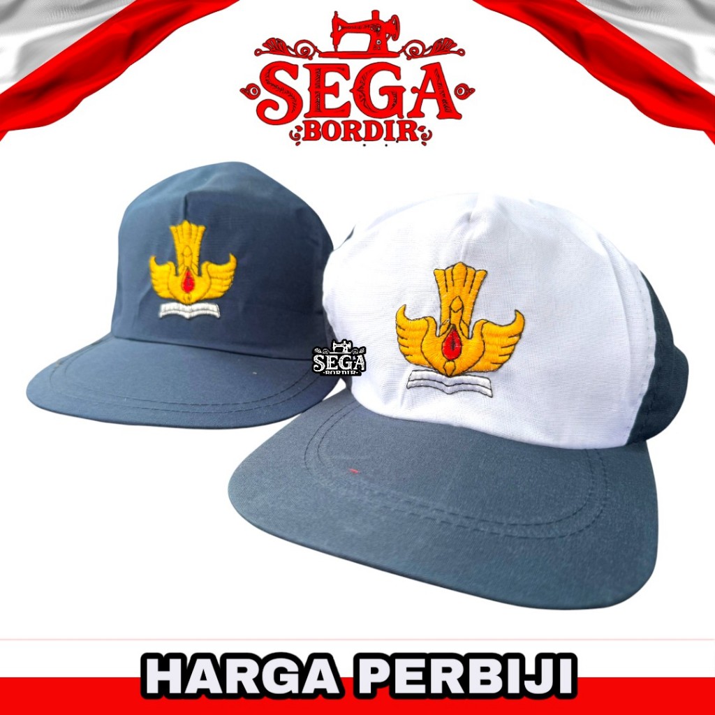 TOPI SMP bordir / topi SMP biru putih