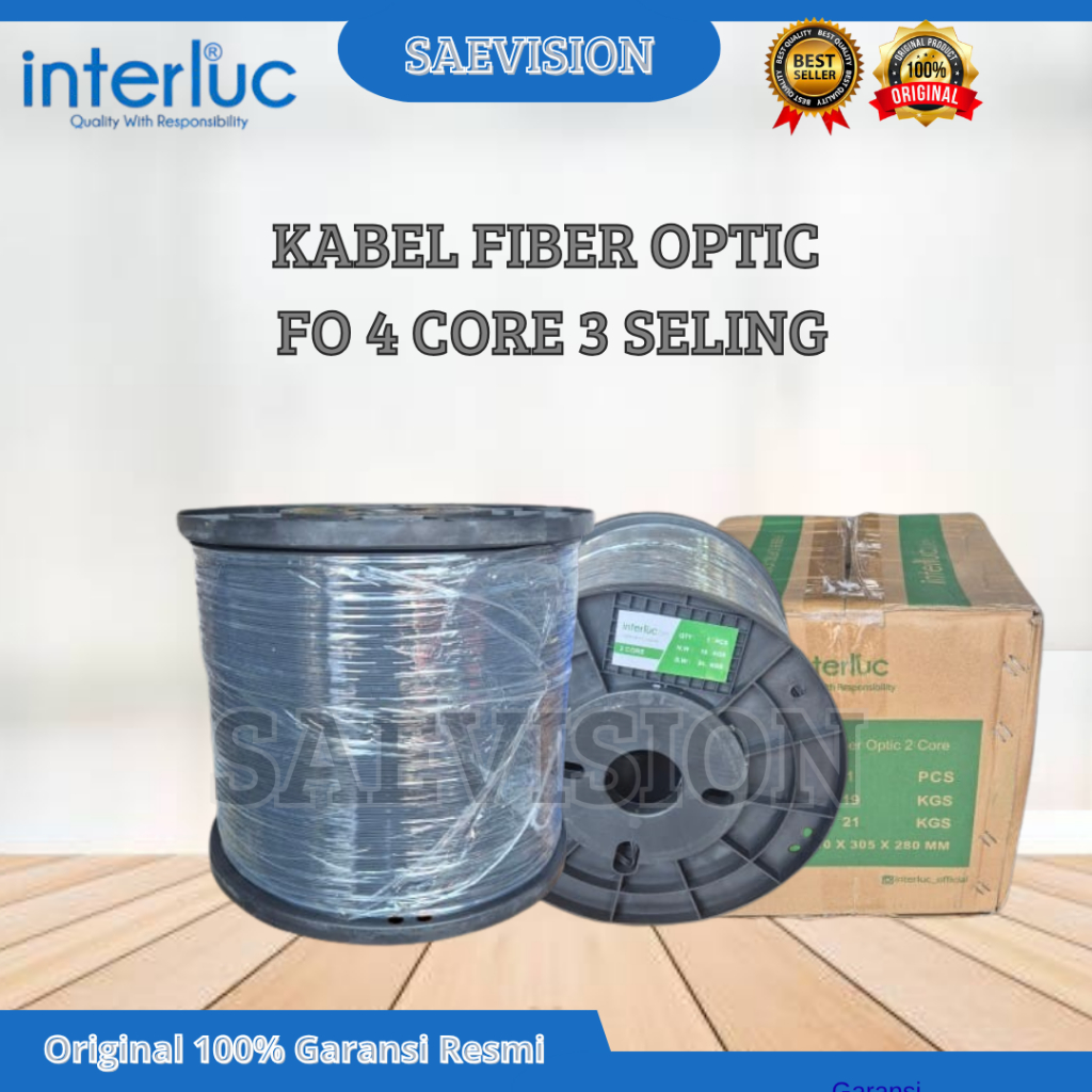 INTERLUC KABEL FO 4 CORE 3 SELING DROPCORE FIBER OPTIC 4 CORE 3 SELING 1000M ORIGINAL BWST QUALITY