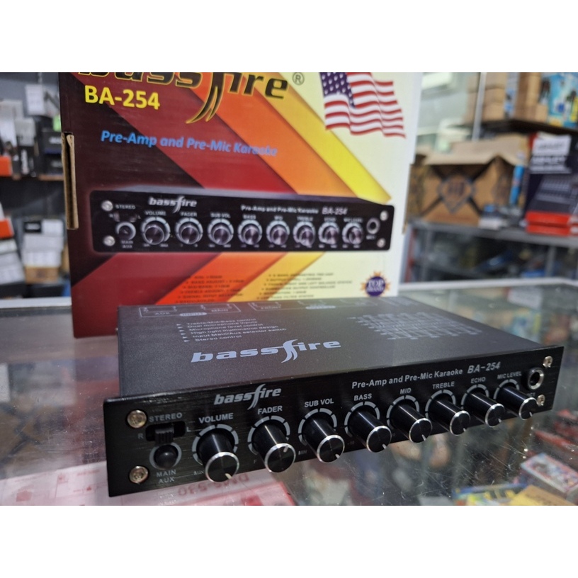 EQUALIZER/pre amp MIC KARAOKE MOBIL BASSFIRE BA254 KOMPONEN BERKUALITAS TOP BRAND