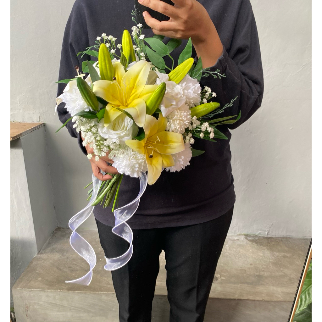 HAND BOUQUET MIX FLOWERS WEDDING BUKET BUNGA ARTIFICIAL BUKET WEDDING BUKET LAMARAN BUKET ENGAGEMENT