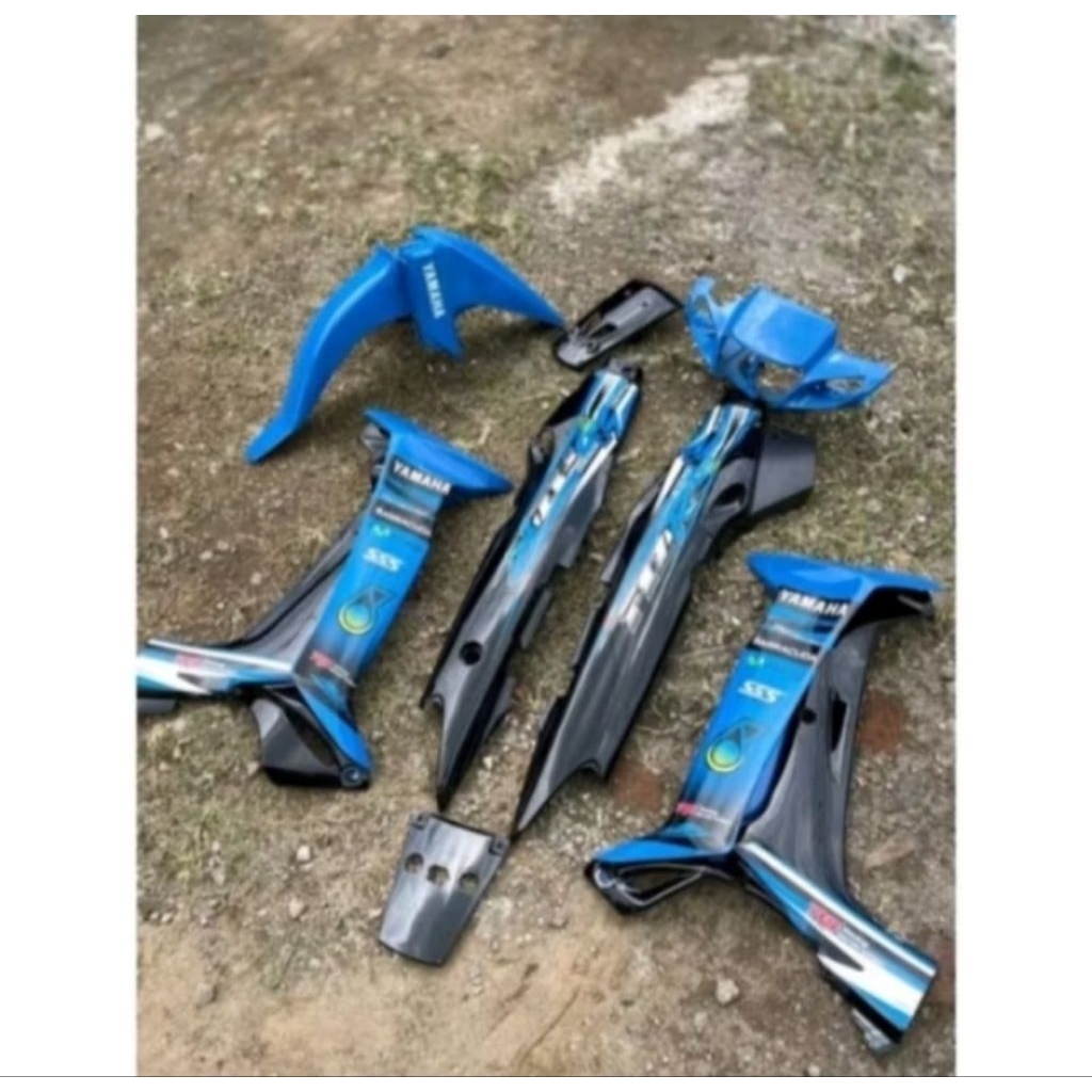 COVER BODY HALUS FULLSET YAMAHA FIZ-R VEGA R LAMA PETRONAS WARNA BIRU MUDA SET STRIPING