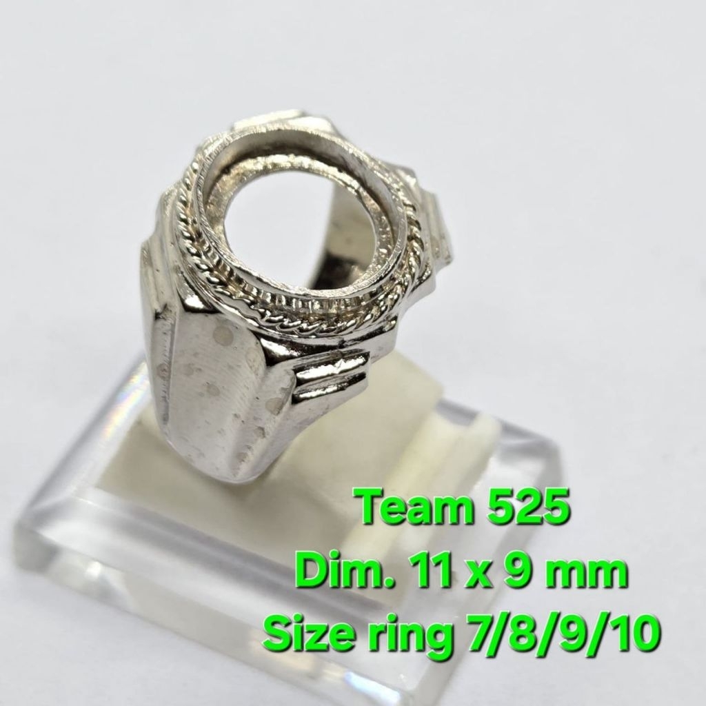 Ring emban alpaka super dim 11x9 tanam motif polosan / pengikat ring cincin batu akik eceran