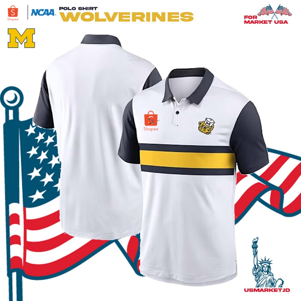Kaos Polo Michigan Wolverines White Nik e Vapor Short Sleeve Polo Shirt