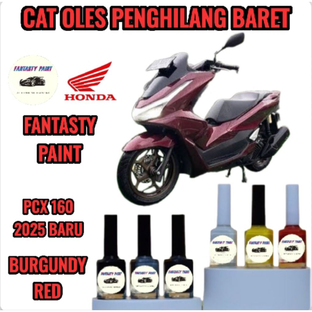 Cat Oles Permanen Motor Honda Honda PCX 160 Burgundy Red 2025 New Penghilang Baret/Lecet Termurah Bi