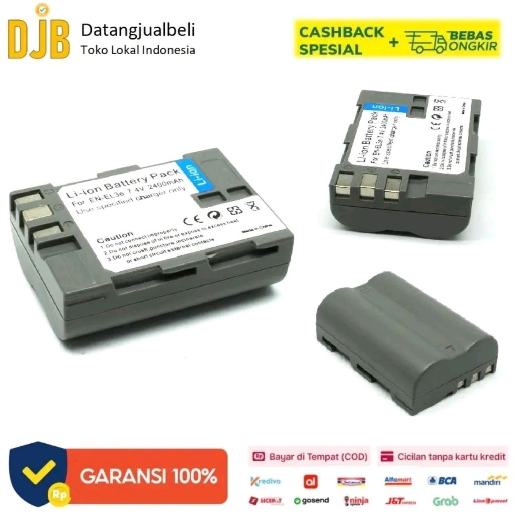 Baterai Kamera nikon EN-EL3e rechargeable battery dslr D100 D200 D300 D300S D50 D70 D70s D80 D90 DSL