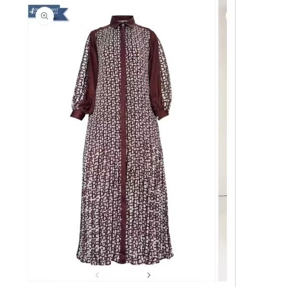 preloved benang jarum monogram pleated dress maroon size s bundling bnb revere top NEW buttonscarf z