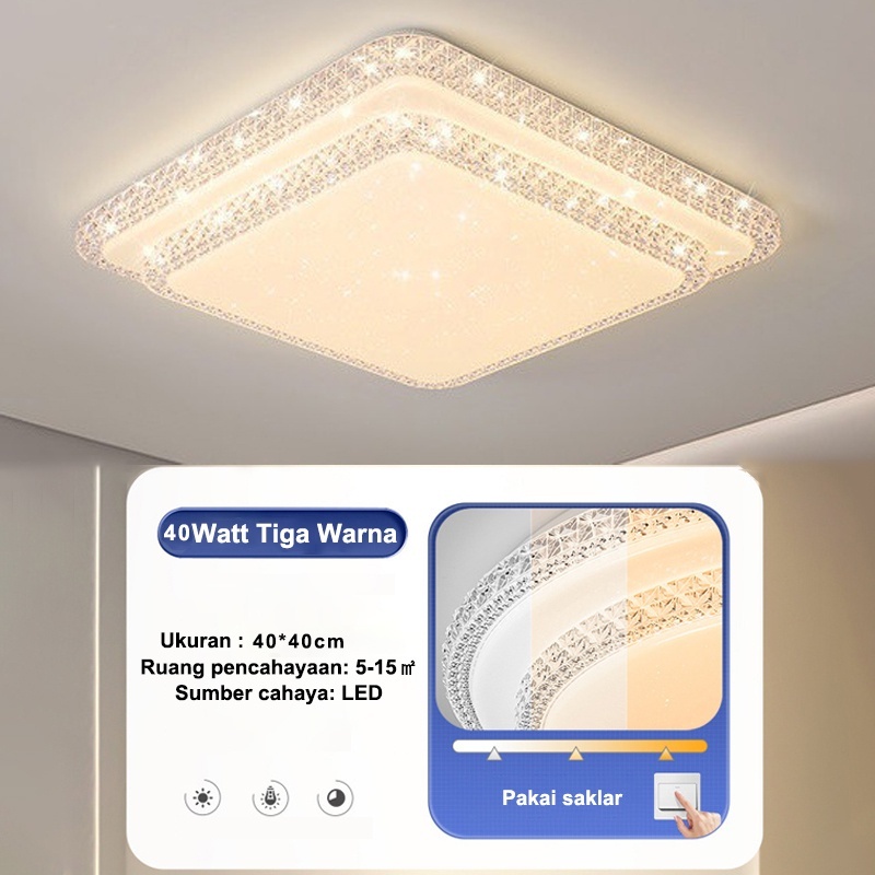 HOT SALE LAMPU CEILING LED/LAMPU PLAFON/LAMPU HIAS AKRILIK KOTAK 2 TINGKAT 40CM 3 WARNA