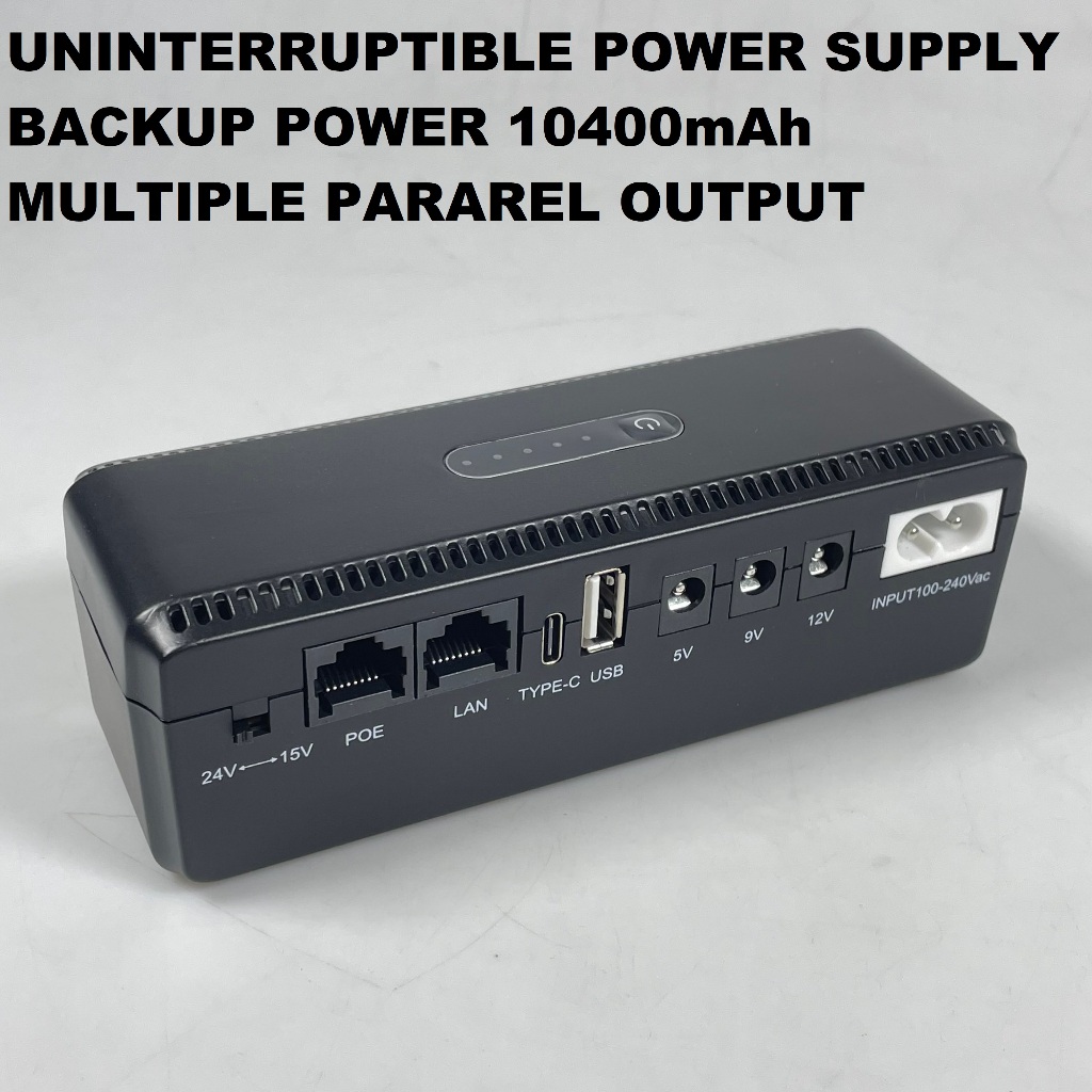 UPS Portable Mini 12V/9V/5V 10400mAh untuk Modem Router POS Kasir DVR CCTV Media Player Elektronik K