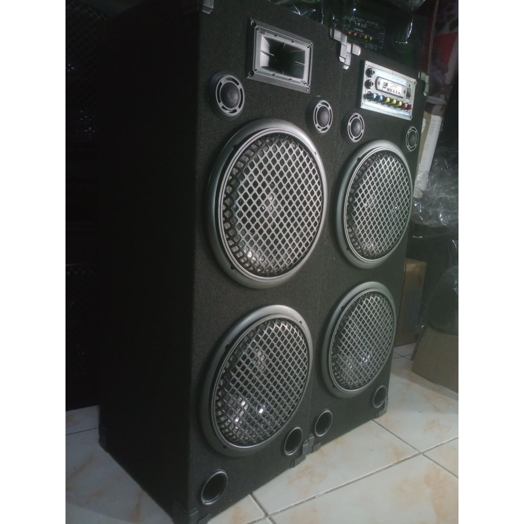 speaker aktif rakitan audax 10inc x4 mixing audio karaoke.