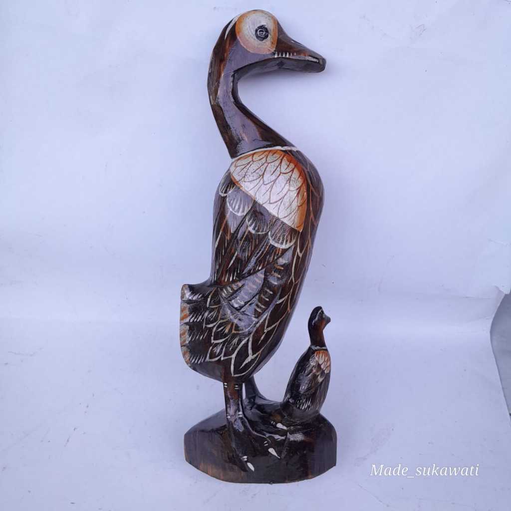 Patung kayu Bebek 40cm anak bebek kerajinan handmade hiasan dekorasi