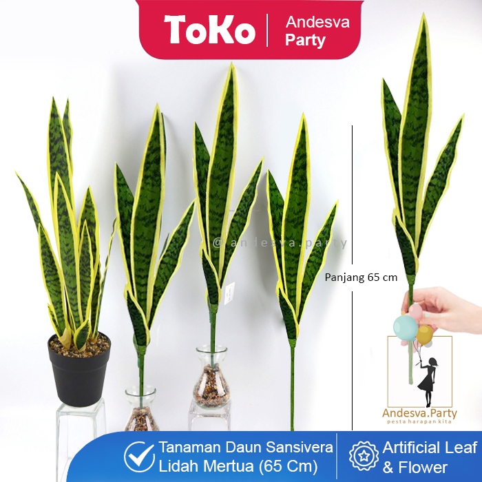 Daun Lidah Mertua Artificial / Tanaman Hias Sansivera Plastik Tiger tanaman hias lidah mertua kuning