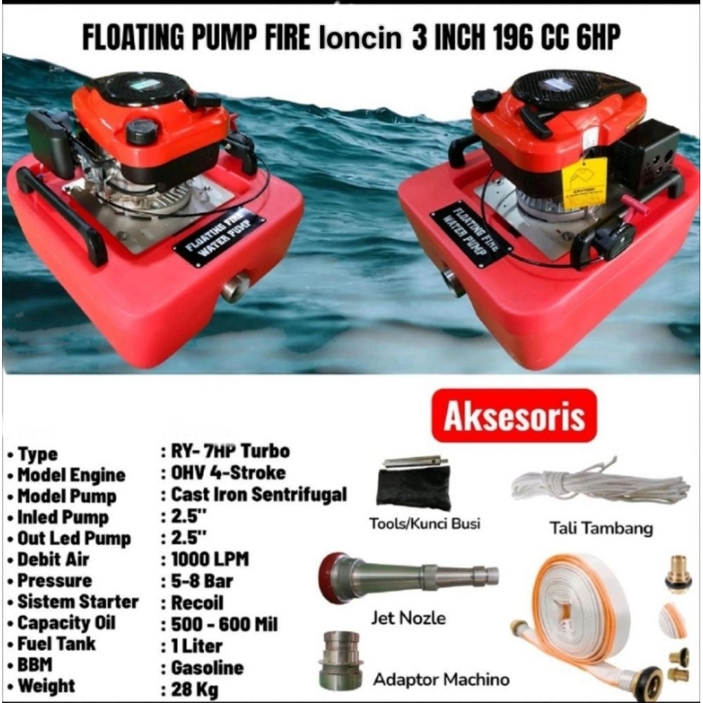Pompa Apung Floting Pump Loncin 196 CC Siap Pakai | Pompa Apung.
