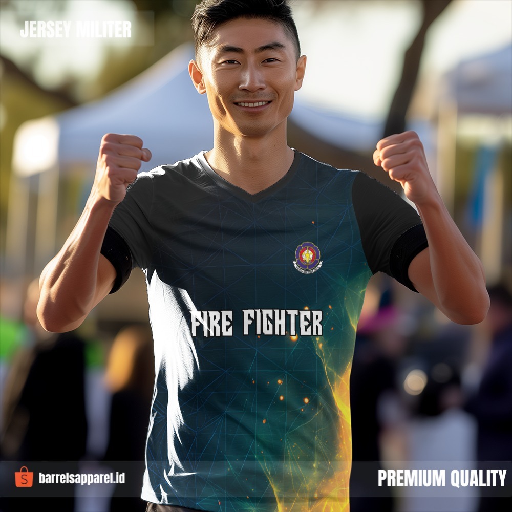 Kaos Jersey Damkar Pemadam Kebakaran Motif Abstrak Api 126
