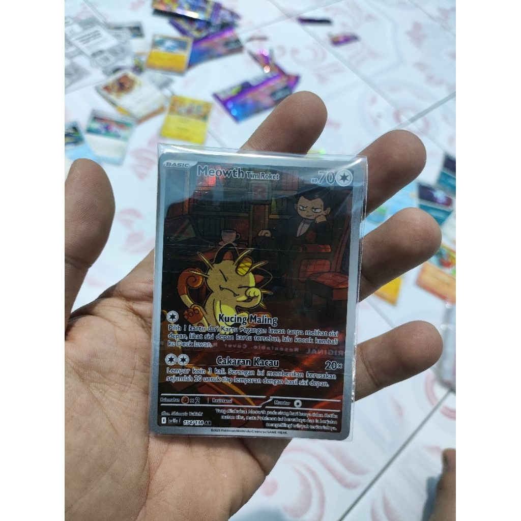 Kartu Pokemon Meowth Tim Roket AR Bahasa Indonesia Id version original