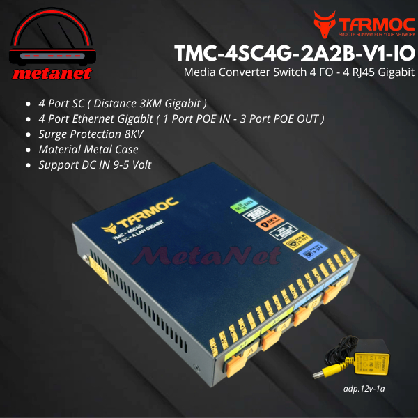 Tarmoc TMC-4SC4G-2A2B-V1-IO | Media Converter 4 FO 4 LAN / 4FO 4LAN 4SC 4LAN 4 SC 4 LAN Gigabit POE 