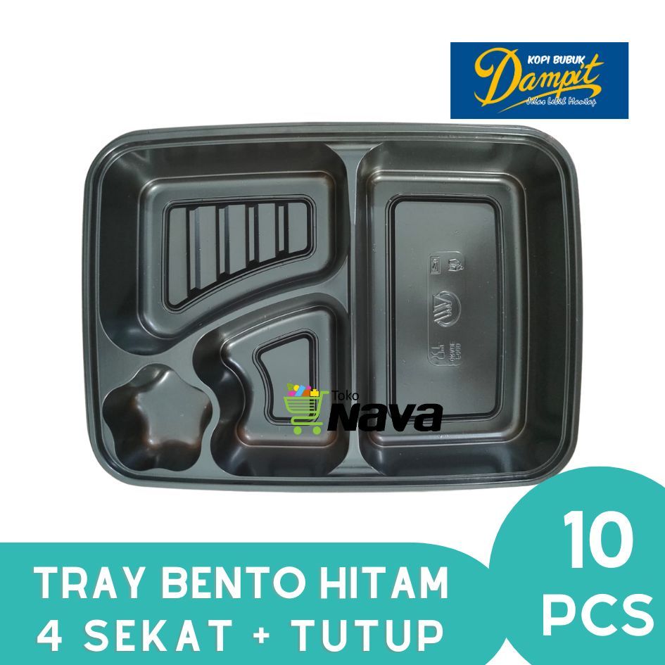 Tray Bento 4 Sekat Isi 10 + Tutup / Tray Bento