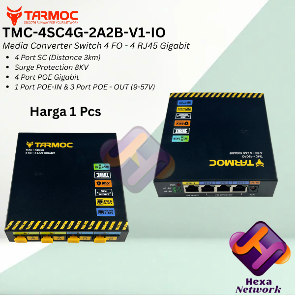 Tarmoc TMC-4SC4G-2A2B-V1-IO | Media Converter 4 FO 4 LAN / 4FO 4LAN 4SC 4LAN 4 SC 4 LAN Gigabit POE 