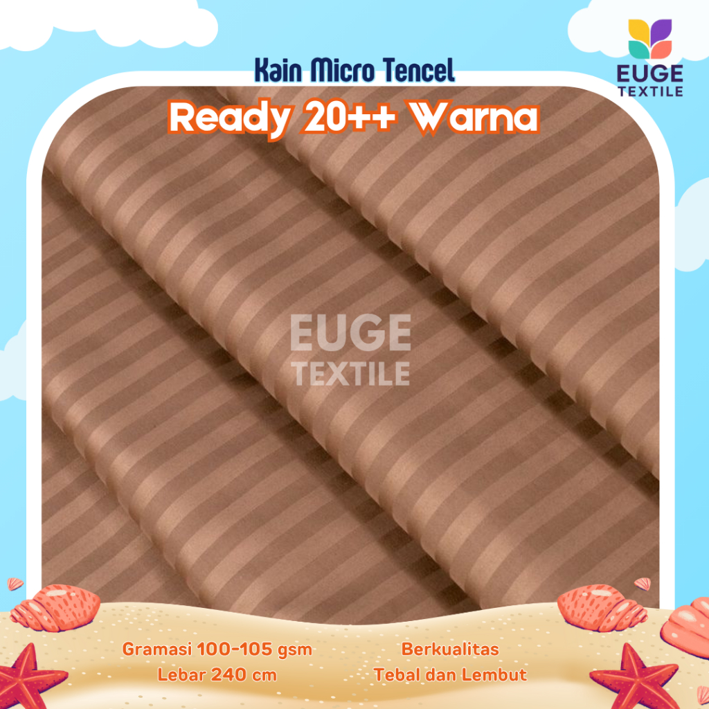 KAIN SPREI BAHAN KATUN JACQUARD MICRO TENCEL SALUR METERAN LEBAR 240 CM