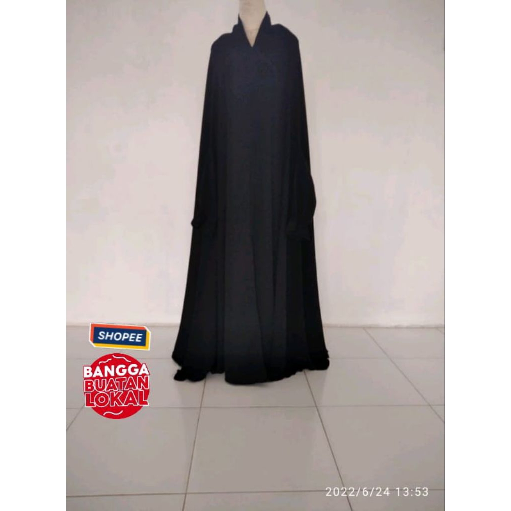 Long khimar overhead jetblack
