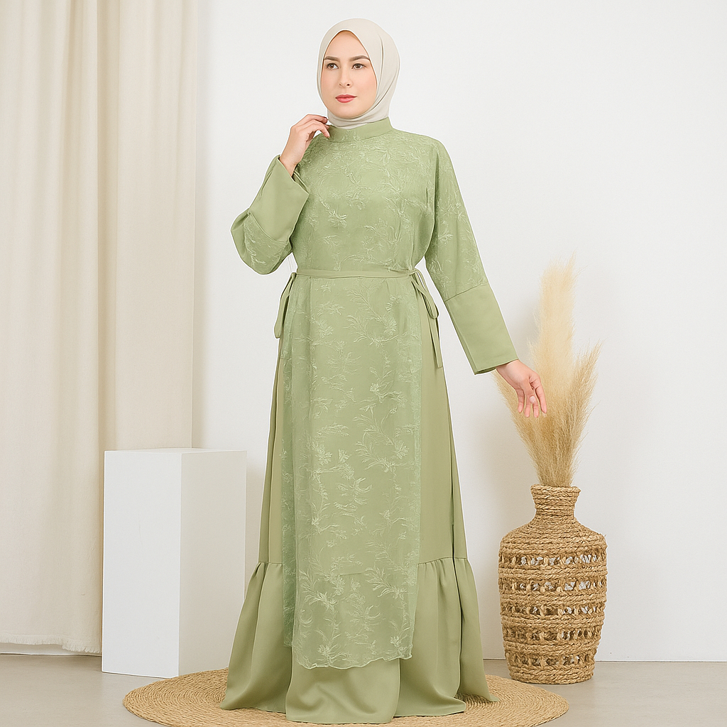 Gamis Wanita / Gamis Brukat Pisah Wanita Lengan Panjang Merk Najwa