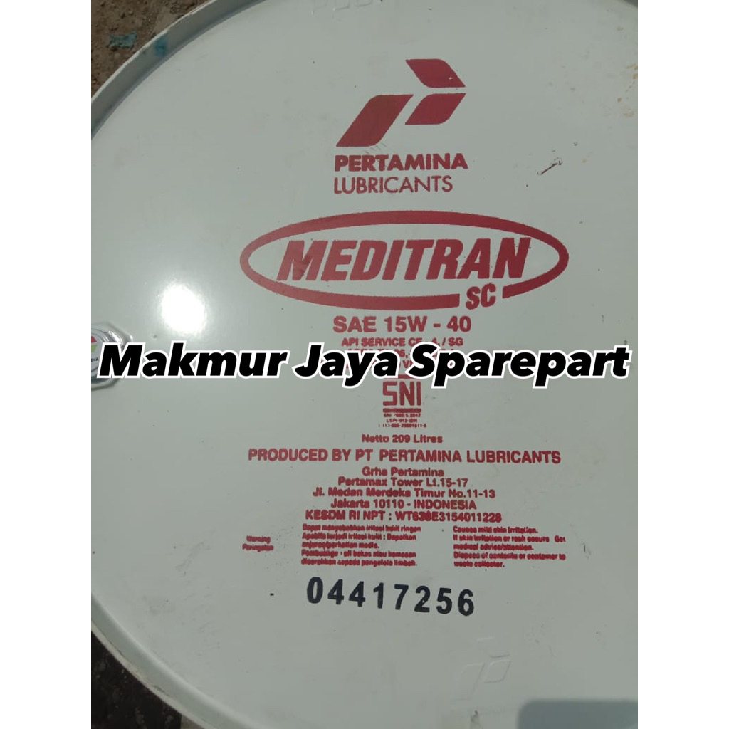 OLI DRUM OLI MESIN PELUMAS MEDITRAN SC SAE15W-40 209 LITER ORIGINAL PERTAMINA DIESEL ENGINE OIL