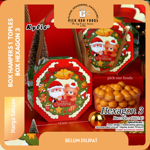 Hazel Box Natal 3 Toples | Box Hampers isi 3 Toples Tabung | Christmas Jar Gift Box | Box Cookies / 