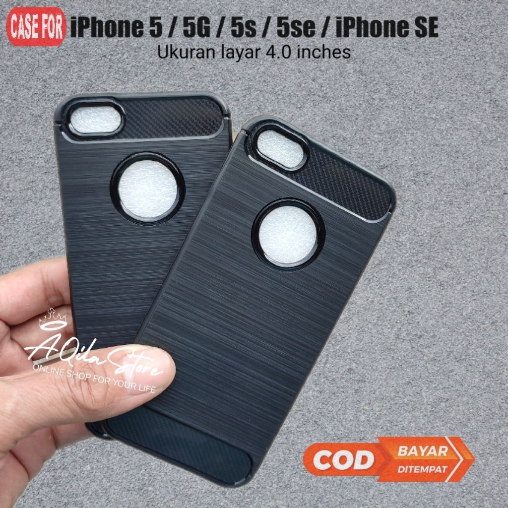 Case Slim Fit  iPhone 5 / 5G / 5s / 5se / iPhone SE ( 2016 ) Softcase Carbon Rugged Bahan Lentur