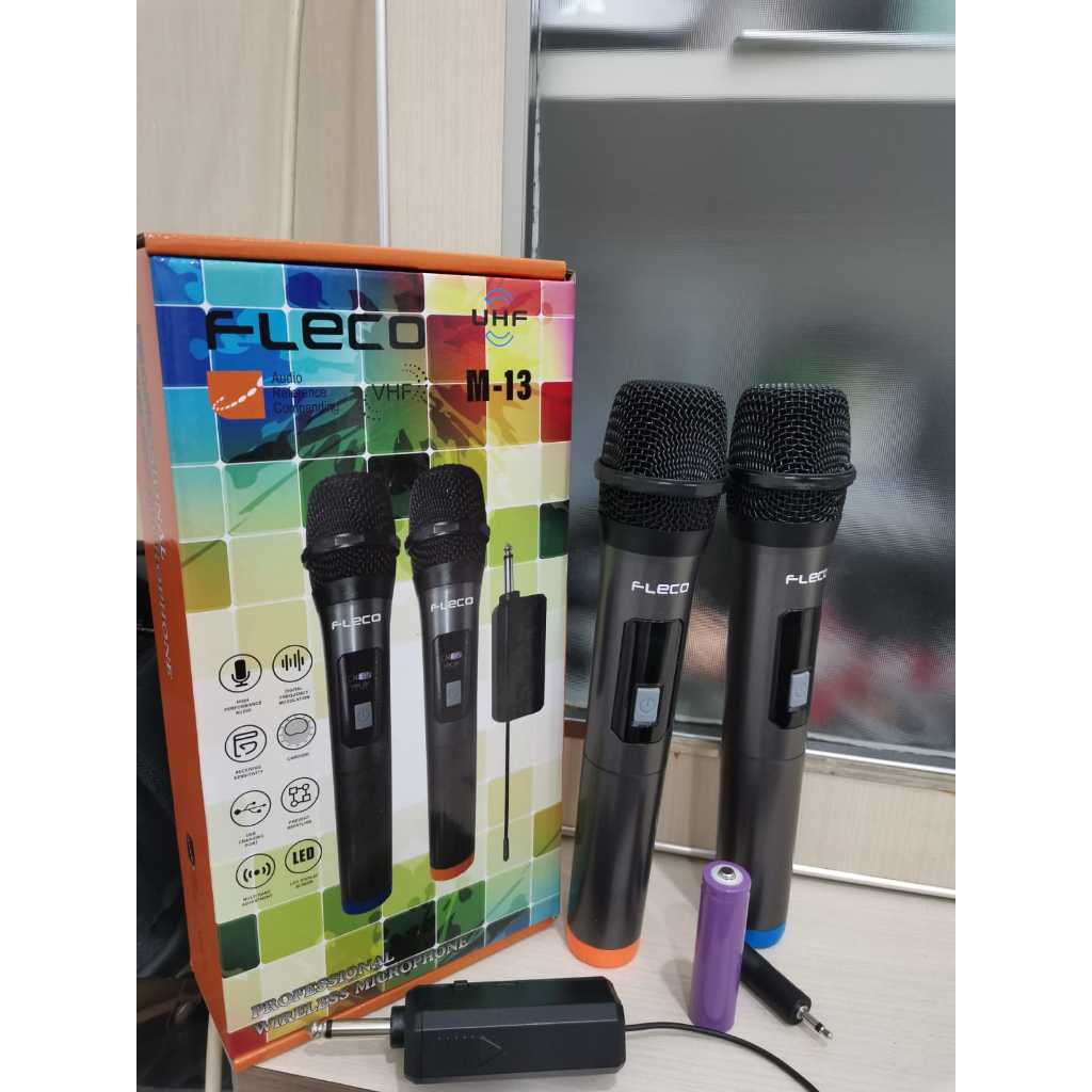 Mic Professional Wireless Microphone Double Fleco M-13/M-13A SINGLE Karaoke Fleco M-13 Mic