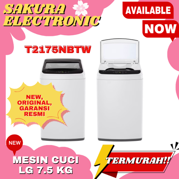 MESIN CUCI LG 1 TABUNG KAPASITAS 7,5 KG TOP LOADING