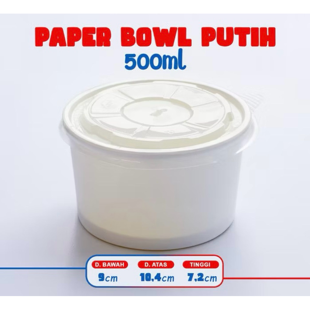 PAPER BOWL IVORY PUTIH 500ML / PAPER BOWL IVORY PUTIH LAMINASI 500ML / PAPER BOWL IVORY 500ML / PAPE