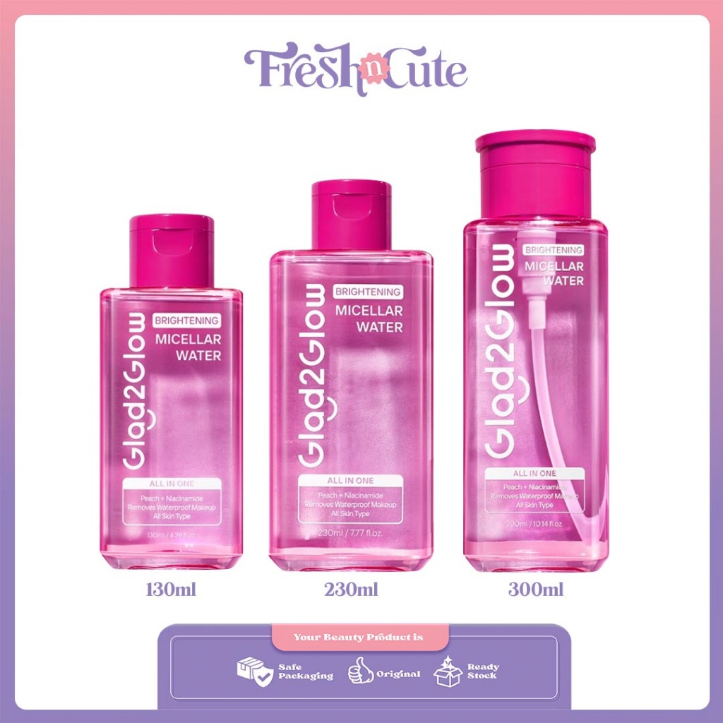 GLAD2GLOW - G2G Micellar Water Brightening 130ml, 230ml dan 300ml