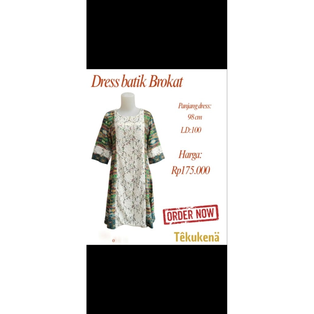 Dress batik brokat/Dress wanita/Dress pendek/Dress kondangan/ batik print murah/dress remaja/dress k