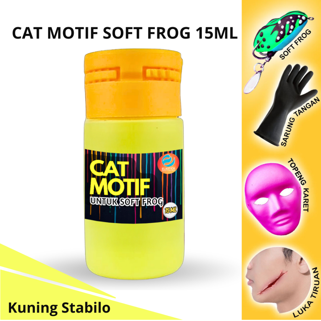 Cat Motif Soft Frog Latex Elastica 15 ml Kuning Stabilo – Untuk Lukis Soft Frog