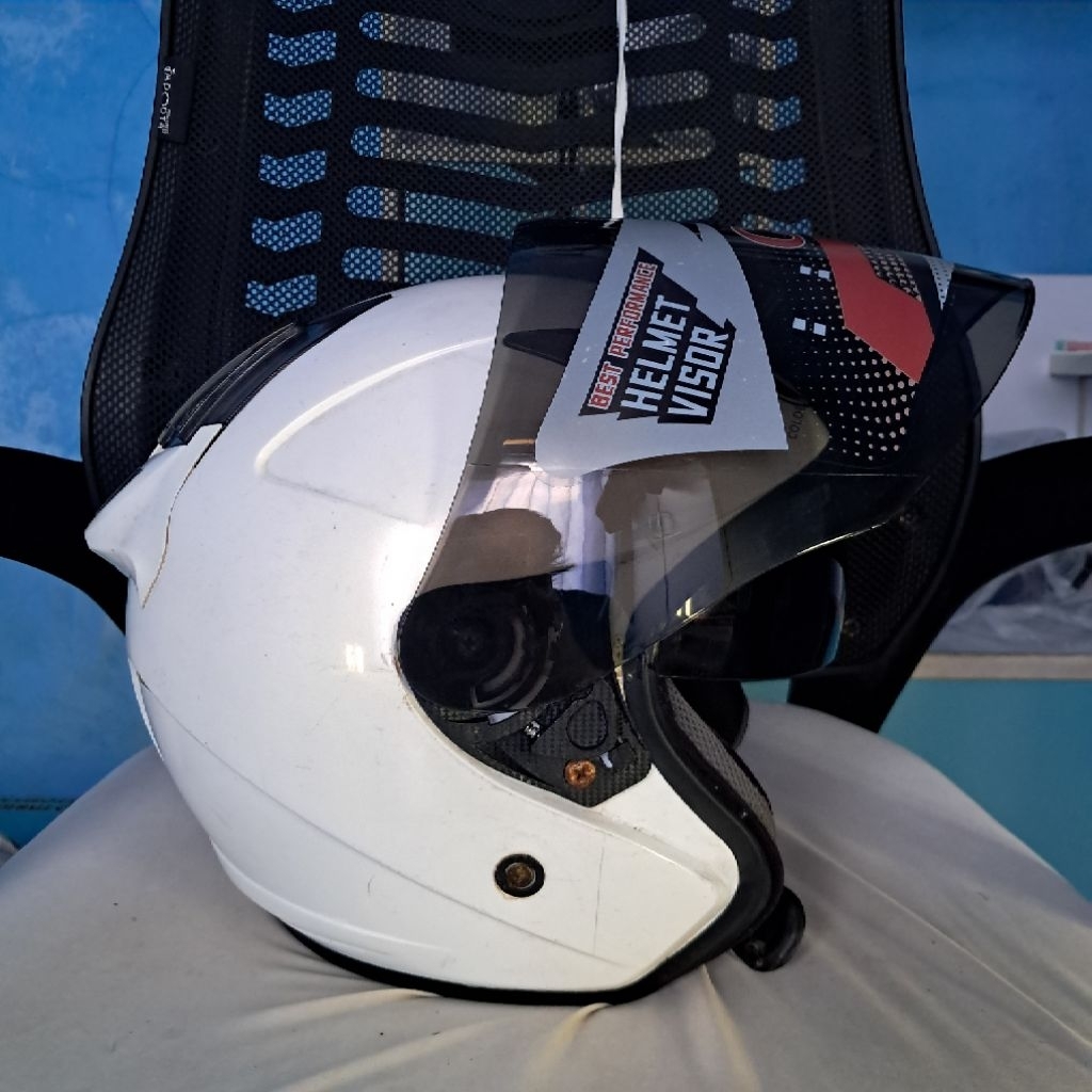 helm Kyt galaxy flat r second putih glossy