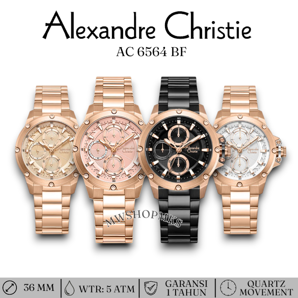 Jam Wanita Alexandre Christie AC6564 AC 6564 Stainless Garansi Resmi Alexander Christie Free Baterai