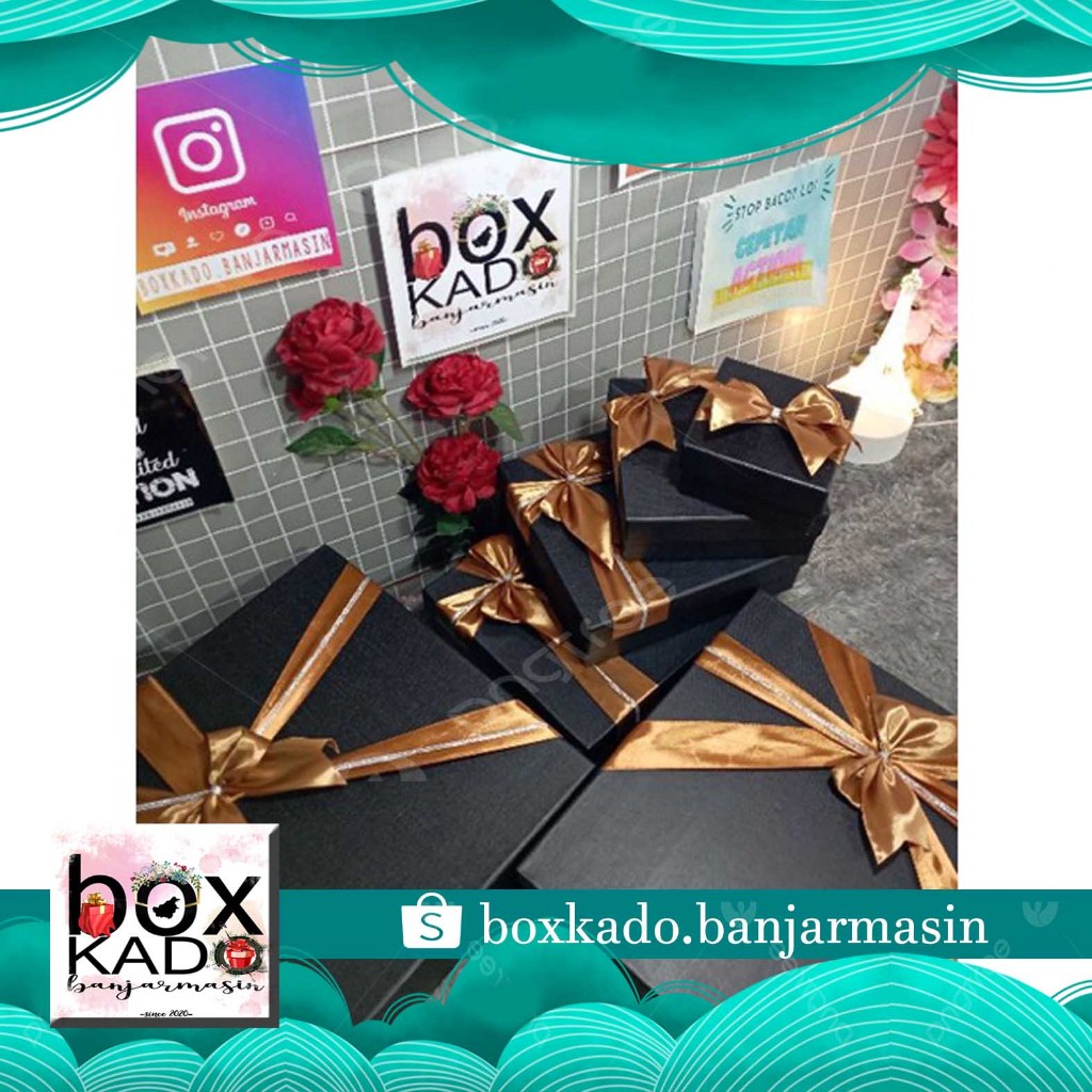 BOX KADO HITAM PITA GOLD by Box Kado Banjarmasin