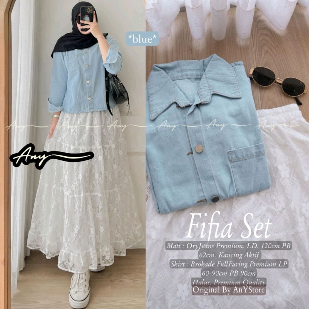 Baju Setelan Wanita Fifia Set Rok Brokat ( Bisa COD )