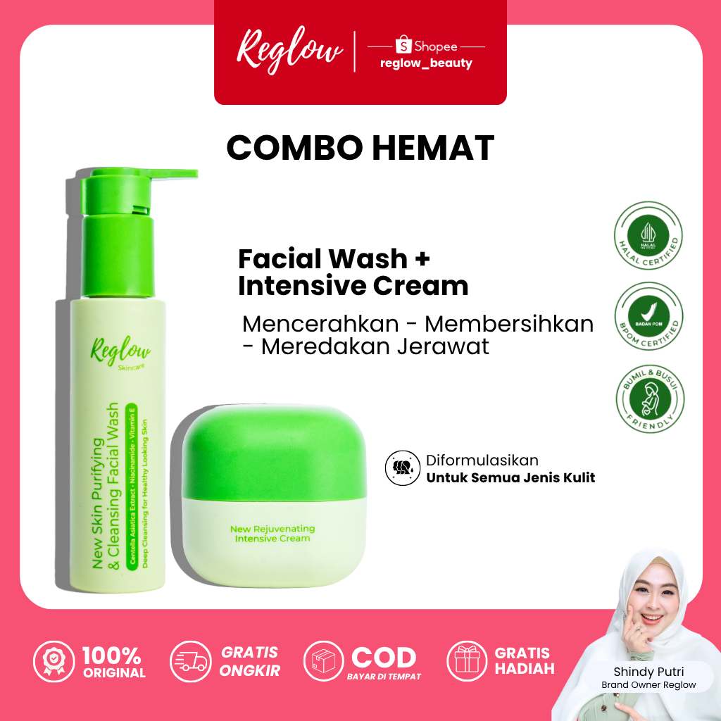 PROMO 12.12 REGLOW dr Shindy Facial Wash Sabun Cuci Muka + Intensive Day Cream Pelembab Wajah Glowin