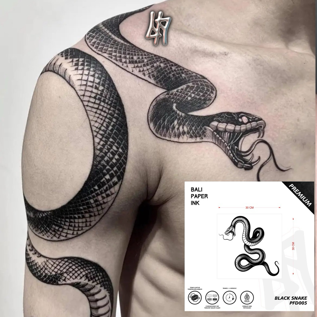Bali Paper Ink PFD005 BLACK SNAKE Fruit Ink Tatto Temporary Premium Tato Temporer Full Dada - Tato D
