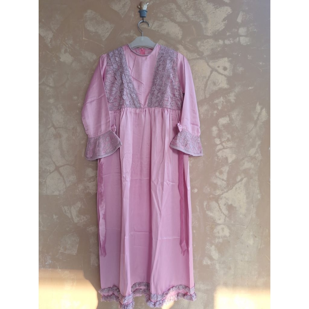 PRELOVED BAJU GAMIS BRUKAT SATIN SILK ANAK MUSLIM BAJU KONDANGAN PESTA ANAK PEREMPUAN MURAH GAMIS KA