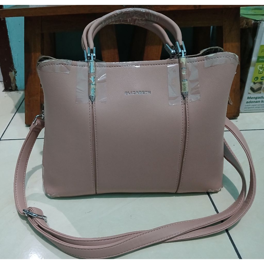 preloved tas wanita Elizabeth pink 2in1 hand bag tas bahu tas selempang