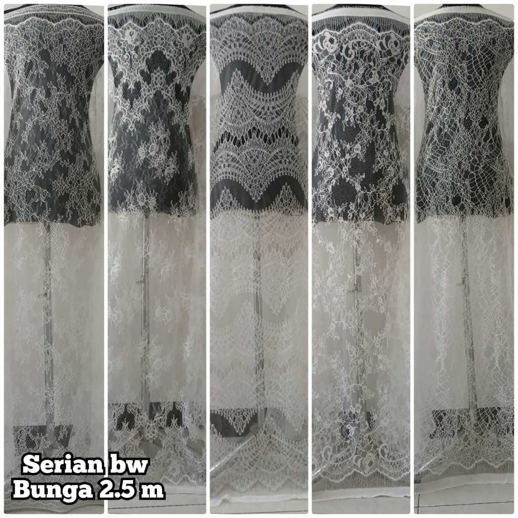 Kain Brokat Chantily Putih 2.5m x 1.5m Lembut bakal kebaya bali premium