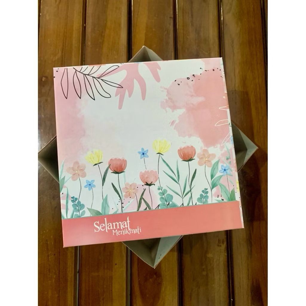 50 PCS KARDUS NASI / KARDUS KUE MOTIF BUNGA UKURAN 18X18X7, MOTIF BUNGA