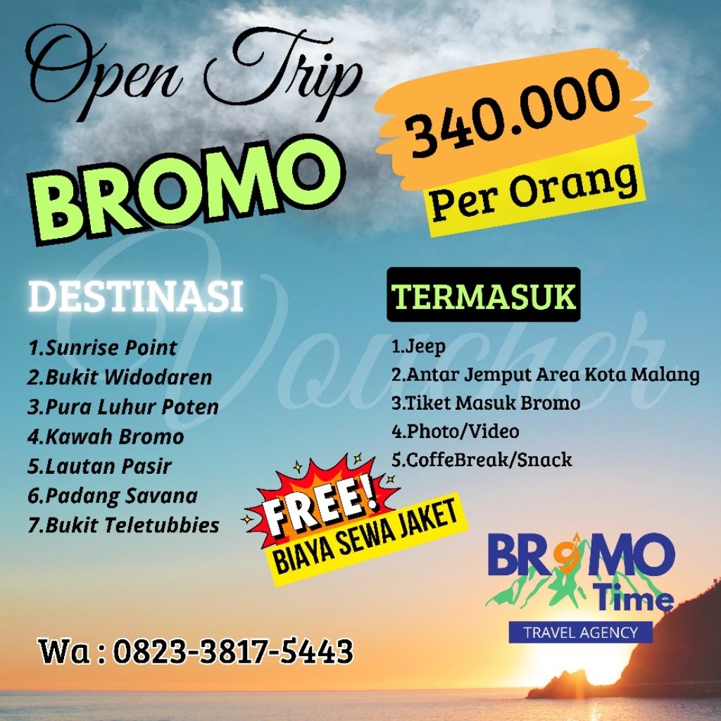 Open Trip Bromo dari Malang 340rb – Jeep + Tiket + Foto + Antar Jemput + CoffeeBreak Dari Kota Malan
