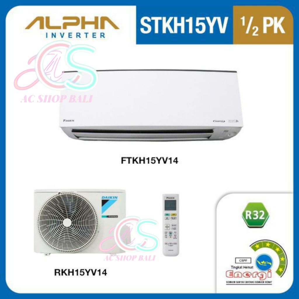 Ac Daikin Alpha Inverter FTKH15YV Daikin Ac Low Watt 1/2 pk