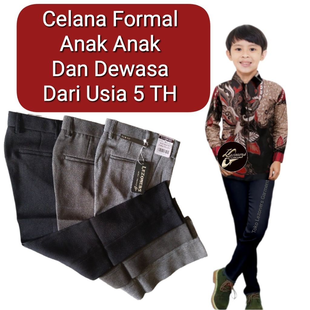LEZONERS - Celana Panjang Pria BahanTebal Halus Celana Bahan Hitam Anak Laki Laki Formal Dan Pria De