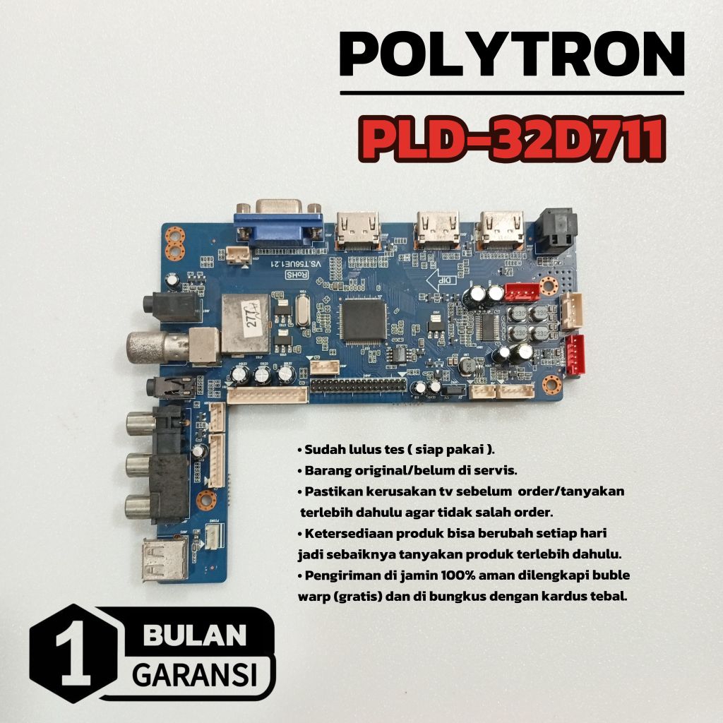 MAINBOARD POLYTRON PLD-32D711 - MB - MOTHERBOARD - MOBO - MODUL - MESIN TV POLYTRON PLD32D711